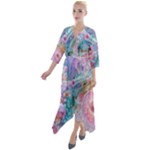 Cells Fluid Bubbles Quarter Sleeve Wrap Front Maxi Dress