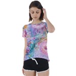 Cells Fluid Bubbles Short Sleeve Open Back T-Shirt