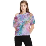 Cells Fluid Bubbles One Shoulder Cut Out T-Shirt