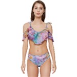 Cells Fluid Bubbles Ruffle Edge Tie Up Bikini Set	