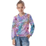 Cells Fluid Bubbles Kids  Long Sleeve T-Shirt with Frill 