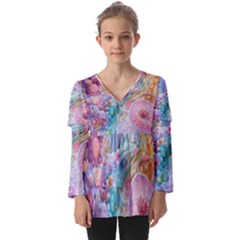 Kids  V Neck Casual Top 