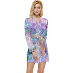 Cells Fluid Bubbles Long Sleeve Satin Robe