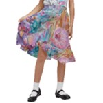 Cells Fluid Bubbles Kids  Ruffle Flared Wrap Midi Skirt