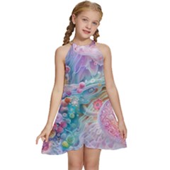 Kids  Halter Collar Waist Tie Chiffon Dress 