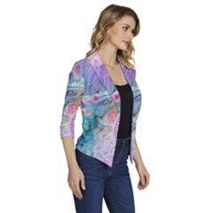 Women s Draped Front 3/4 Sleeve Shawl Collar Jacket 