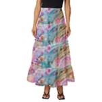 Cells Fluid Bubbles Tiered Ruffle Maxi Skirt