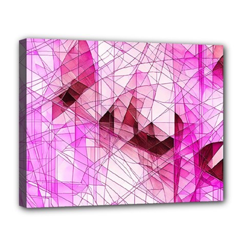 Pink Abstract Lineart Canvas 14  x 11  (Stretched) from ArtsNow.com