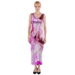 Pink Abstract Lineart Fitted Maxi Dress