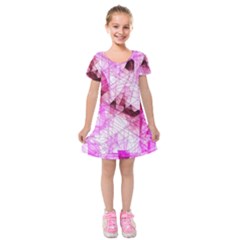 Pink Abstract Lineart Kids  Short Sleeve Velvet Dress from ArtsNow.com