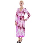 Pink Abstract Lineart Velvet Maxi Wrap Dress