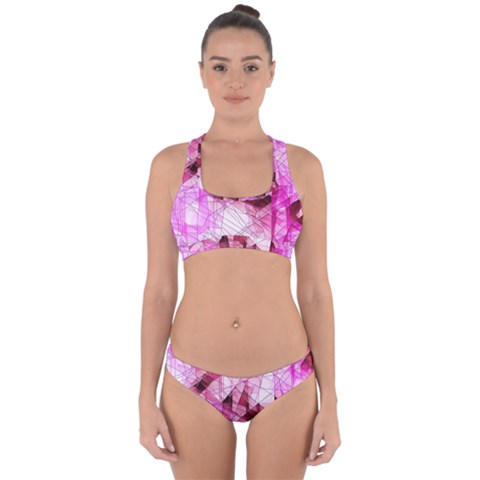 Pink Abstract Lineart Cross Back Hipster Bikini Set from ArtsNow.com