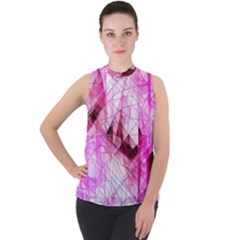 Mock Neck Chiffon Sleeveless Top 