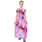 Pink Abstract Lineart Kids  Short Sleeve Maxi Dress