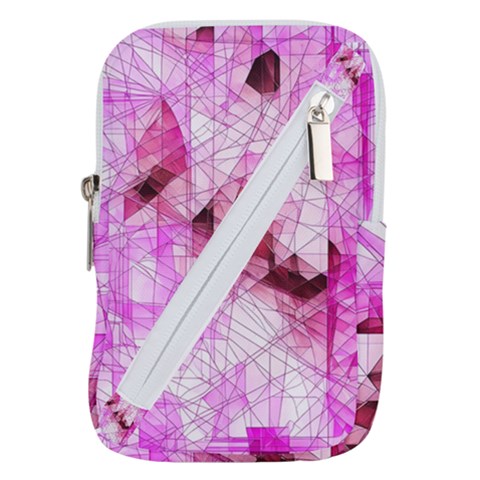 Pink Abstract Lineart Belt Pouch Bag (Small) from ArtsNow.com