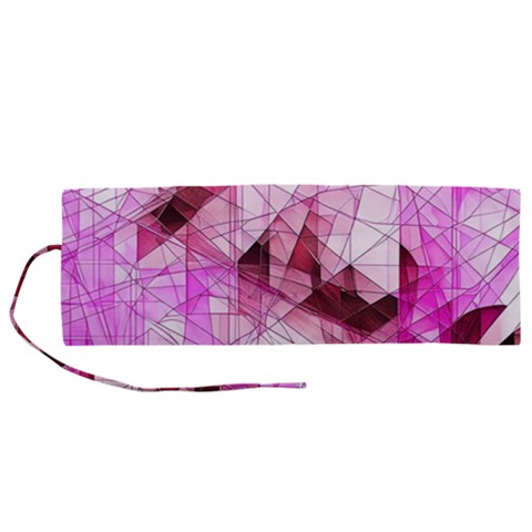 Pink Abstract Lineart Roll Up Canvas Pencil Holder (M) from ArtsNow.com