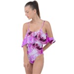 Pink Abstract Lineart Drape Piece Swimsuit