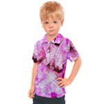 Pink Abstract Lineart Kids  Polo T-Shirt