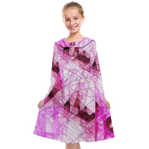 Pink Abstract Lineart Kids  Midi Sailor Dress from ArtsNow.com