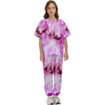 Pink Abstract Lineart Kids  T-Shirt and Pants Sports Set