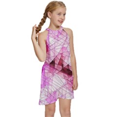 Kids  Halter Collar Waist Tie Chiffon Dress 