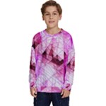 Pink Abstract Lineart Kids  Crewneck Sweatshirt