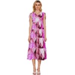 Pink Abstract Lineart V-Neck Drawstring Shoulder Sleeveless Maxi Dress