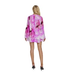 Round Neck Long Sleeve Bohemian Style Chiffon Mini Dress 