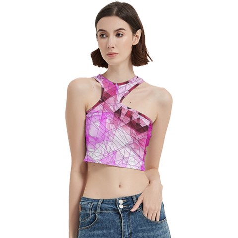 Pink Abstract Lineart Cut Out Top from ArtsNow.com