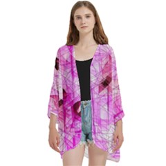 Open Front 3/4 Sleeve Batwing Chiffon Cardigan Kimono 