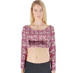 Whimsy Chickens Pattern Long Sleeve Crop Top