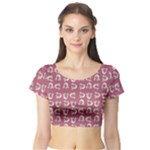 Whimsy Chickens Pattern Short Sleeve Crop Top