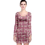 Whimsy Chickens Pattern Long Sleeve Bodycon Dress