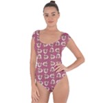 Whimsy Chickens Pattern Short Sleeve Leotard 