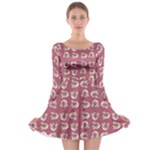 Whimsy Chickens Pattern Long Sleeve Skater Dress