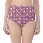 Whimsy Chickens Pattern Classic High-Waist Bikini Bottoms