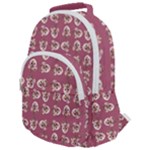 Whimsy Chickens Pattern Rounded Multi Pocket Backpack