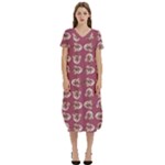 Whimsy Chickens Pattern T-Shirt Midi Dress With Pockets