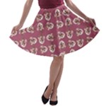 Whimsy Chickens Pattern A-line Skater Skirt