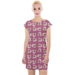 Whimsy Chickens Pattern Cap Sleeve Bodycon Dress