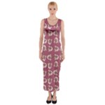 Whimsy Chickens Pattern Fitted Maxi Dress