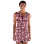 Whimsy Chickens Pattern Wrap Front Bodycon Dress