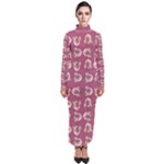 Whimsy Chickens Pattern Turtleneck Maxi Dress