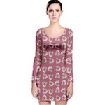 Whimsy Chickens Pattern Long Sleeve Velvet Bodycon Dress