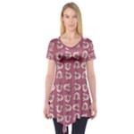 Whimsy Chickens Pattern Short Sleeve Tunic 