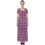 Whimsy Chickens Pattern High Waist Short Sleeve Maxi Dress