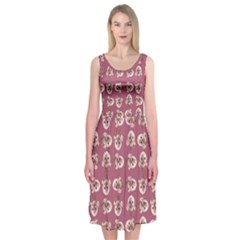 Whimsy Chickens Pattern Midi Sleeveless Dress from ArtsNow.com