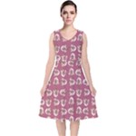 Whimsy Chickens Pattern V-Neck Midi Sleeveless Dress 