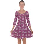 Whimsy Chickens Pattern Quarter Sleeve Skater Dress