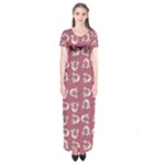 Whimsy Chickens Pattern Short Sleeve Maxi Dress